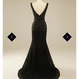 Formal prom dress. Low but back and beautiful detailing with lace.